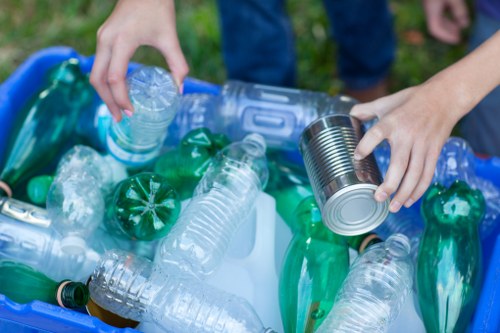Residential waste being sorted for recycling